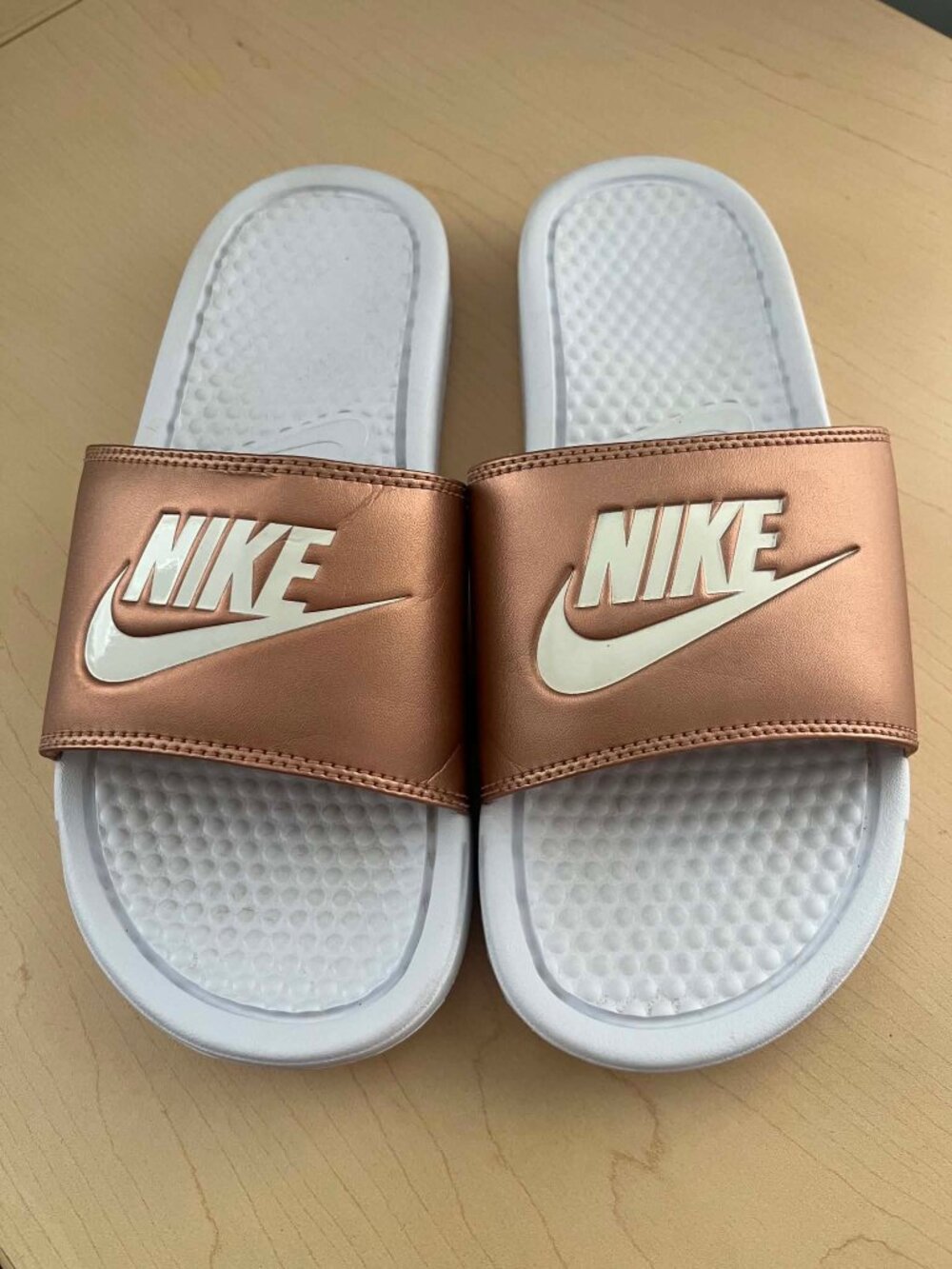 Nike Benassi JDI Slides • Metallic Red Bronze  • Women's 9